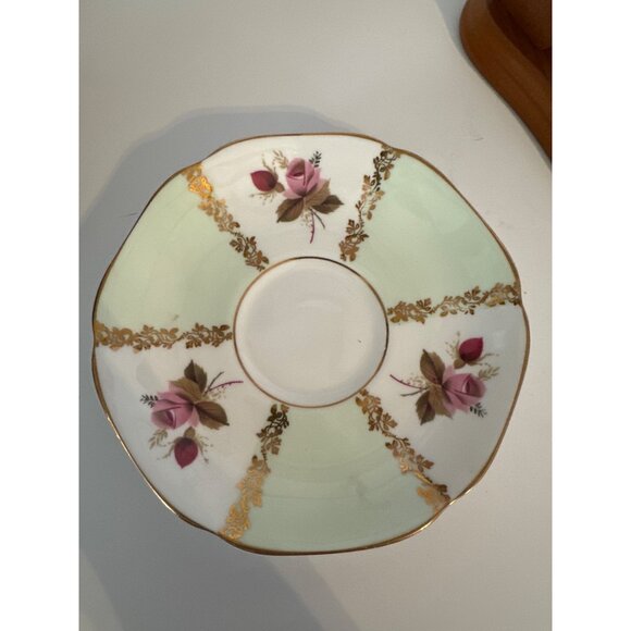 Royal Grafton Fine Bone China Roses Mint Green Tea Cup & Saucer Set - Floral & G - Picture 5 of 7